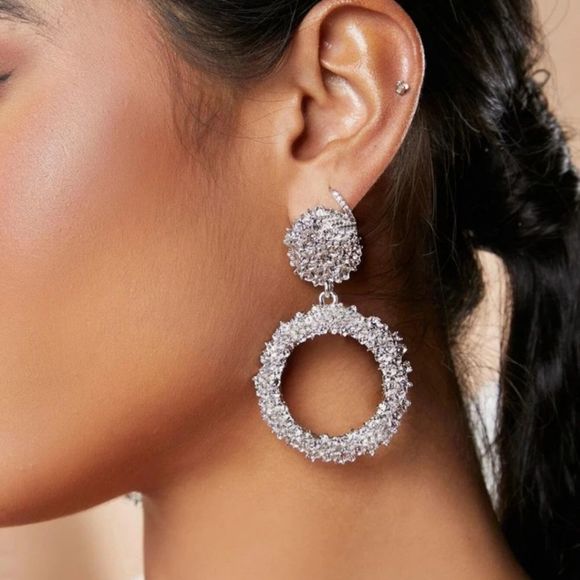 SHEIN Jewelry - Textured Round Drop Shiny Silver Earrings